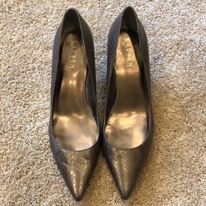Textured leather metallic Ralph Lauren pumps